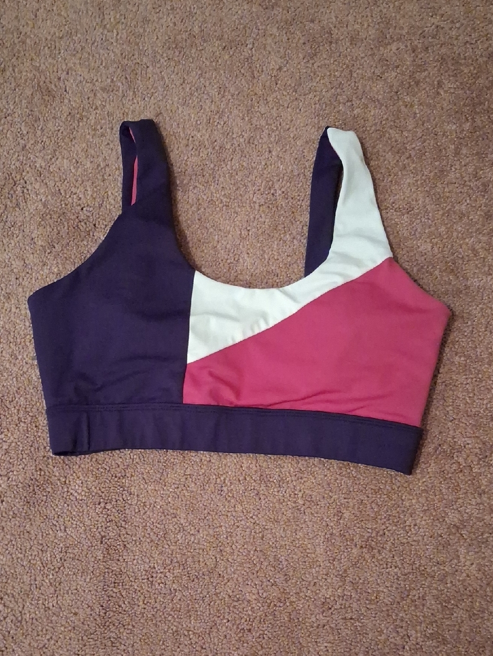 Colorblock Sports Bra - Purple, Pink & Cream